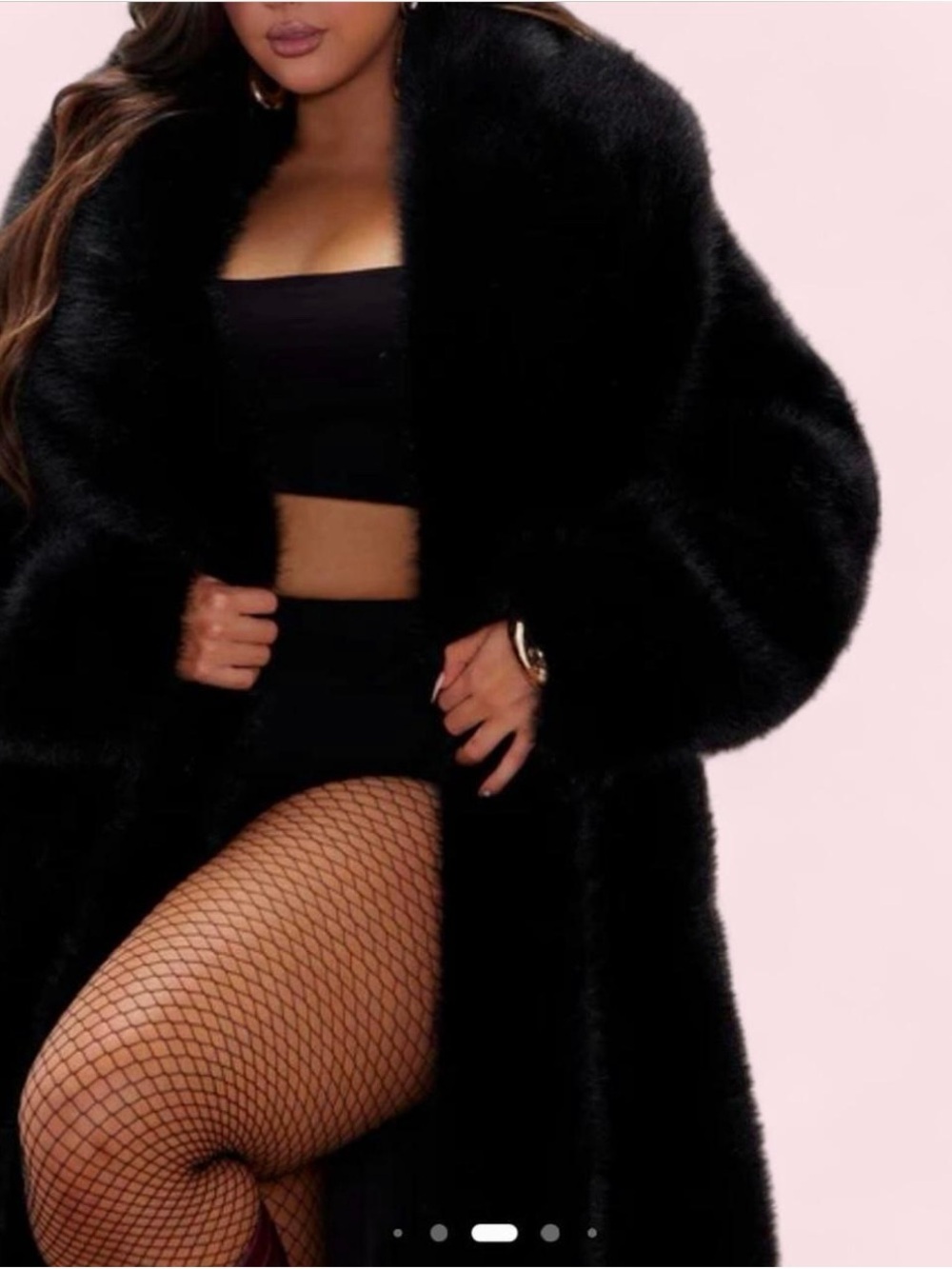 Fashion Nova Black Faux Fur Long Cape Coat